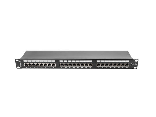 Lanberg Shielded Patch Panel for Rack 1U 19" with 24 cat5e Ports Black