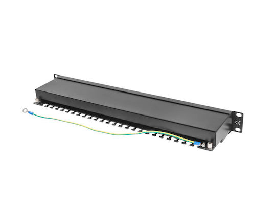 Lanberg Shielded Patch Panel for Rack 1U 19" with 24 cat5e Ports Black