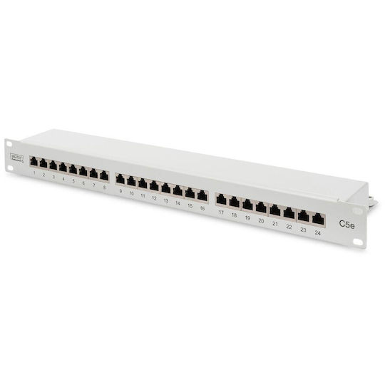 Digitus Patch Panel Shielded για Rack 1U 19" 24 Θυρών cat5e Γκρι