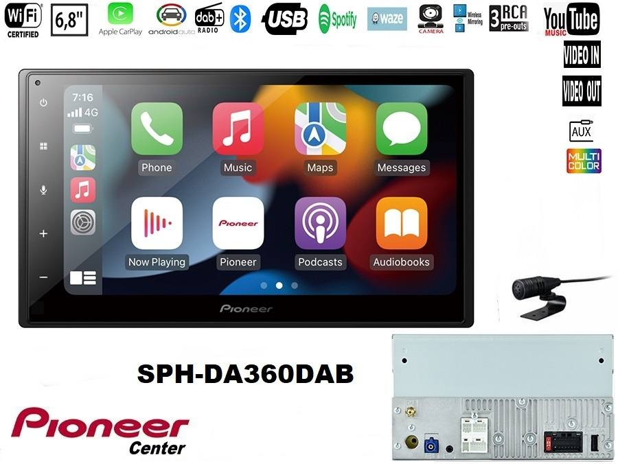 Pioneer SPH-DA360DAB Wireless Apple CarPlay & Android Auto SPHDA360DAB  Wi-Fi DAB