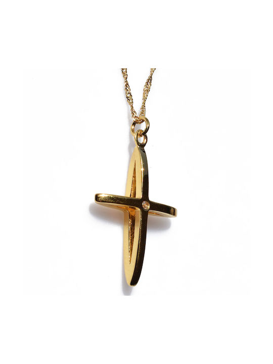 Bizoutaki Cross from Gold Plated Silver with Chain