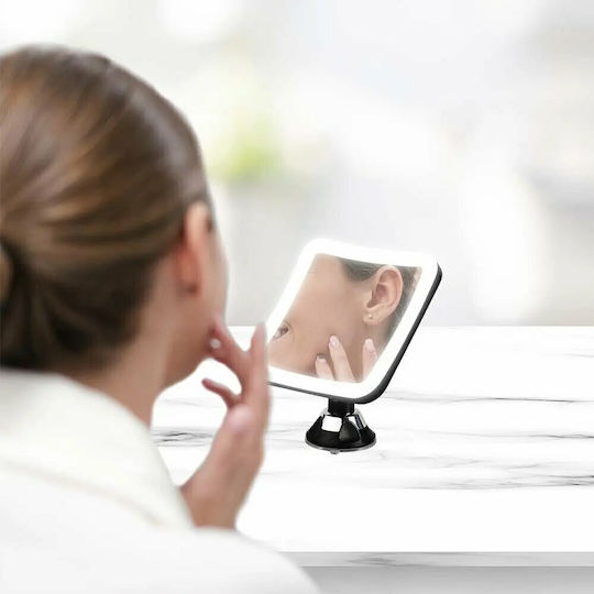 V-TAC Makeup Mirror Tabletop with Light Zoom x10 16.2x19.2cm Silver
