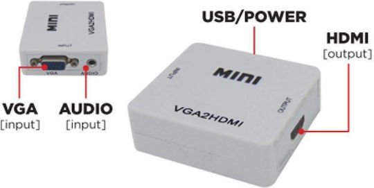 OWI FL-459 VGA Konverter weiblich zu HDMI weiblich Weiß