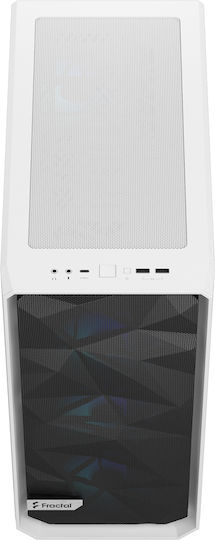 Fractal Design Meshify 2 Gaming Midi Tower Κουτί Υπολογιστή με Πλαϊνό Παράθυρο και RGB Φωτισμό White TG Clear Tint