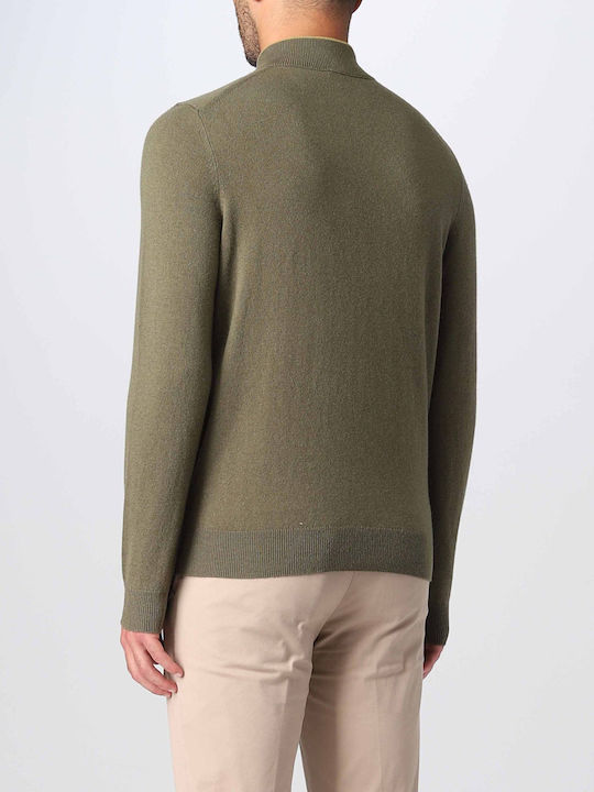 Hugo Boss Herren Langarm-Pullover Ausschnitt mit Reißverschluss Khaki