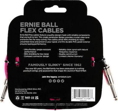 Ernie Ball Flex Kabel 6,3mm Stecker - 6,3mm Stecker 3m Rosa (EB6413)