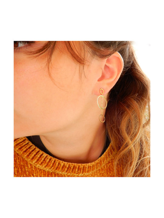 PRECIOUS SILVER LINE - DOUBLE STUD CHAIN EARRINGS IN GOLD PLATED STEEL (DOUBLE STUD CHAIN EARRING) 0130549001