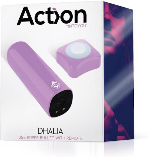 Action Vibrating Mini Δονητής Bullet με Απομακρυσμένο Έλεγχο Μωβ