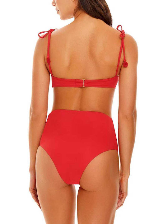 Agua Bendita Brina Shaka Bikini Slip Hohe Taille Rot