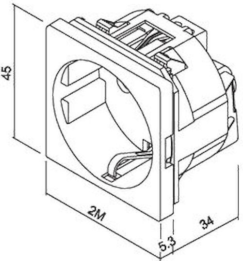 Geyer Μονή Πρίζα Δικτύου RJ45 χωρίς Πλαίσιο Τύπου Cat5 σε Λευκό Χρώμα 744501S