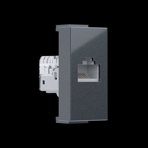 Aca Modys Single Network Socket RJ45 Without Recessed Frame Type Cat5e in Grey Colour