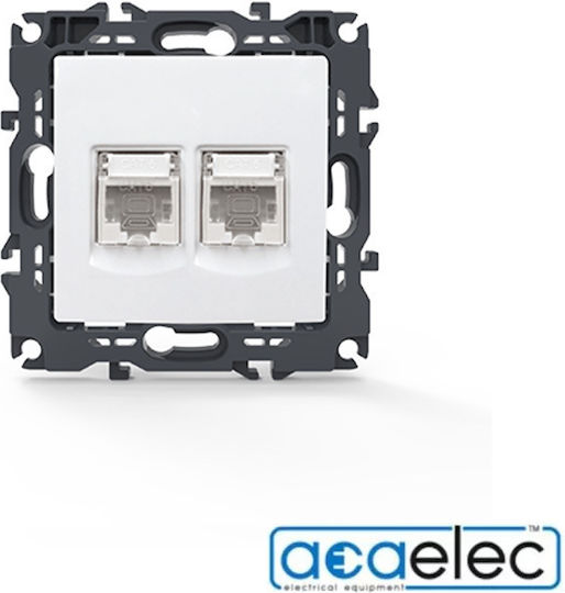 Aca Prime Front Double Network Socket RJ45 Cat6 White 1000113301