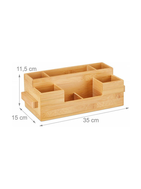Relaxdays Органайзер за Козметика с Разделители Бежов 35x15x11.5см