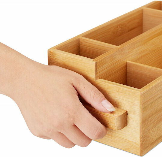 Relaxdays Organizator Cosmetice Cu Separatoare Bej 35x15x11.5cm