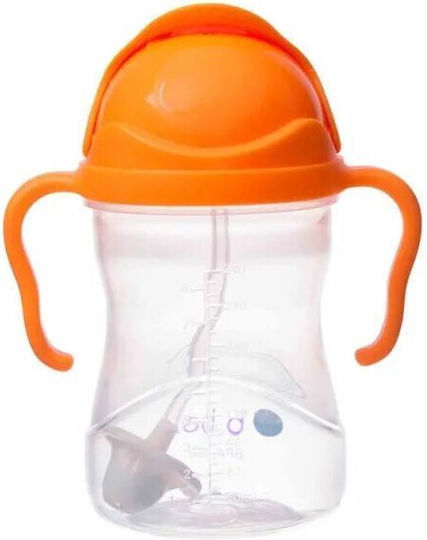 B.Box Baby Cup with Handles and Straw made of Plastic Orange 240ml for 6m+m+