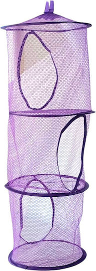 Fabric Hanging Clothes Shelf in Purple Colour 27x27x75cm