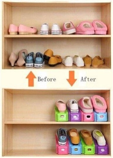 Plastic Shoe Storage Stand in Black Color 25x10x6cm 4 Pieces