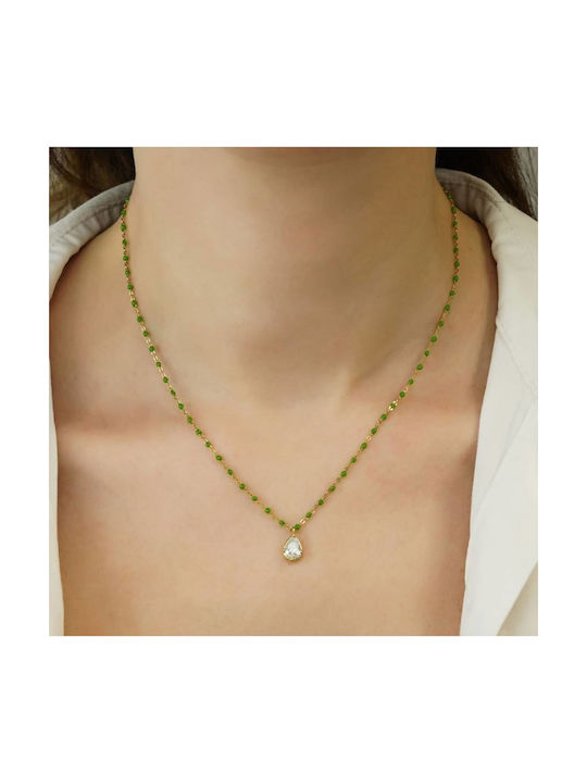 Gregio Necklace from Gold Plated Silver with Zircon