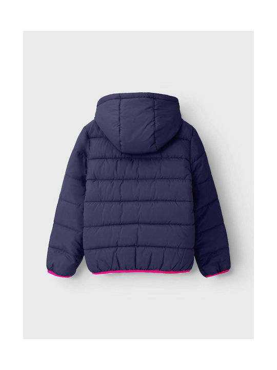 Name It Girls Quilted Coat Blue with Ηood