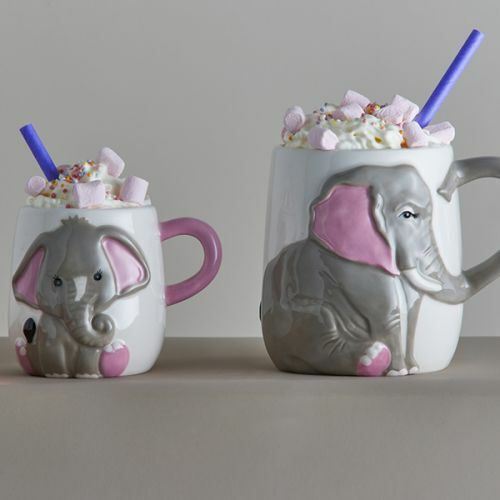 Price & Kensington Elephant Mug Ceramic Gray 2pcs