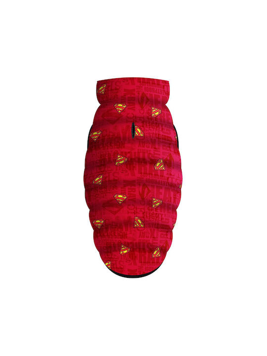 WauDog Superman Hundemantel Wasserdicht Rot mit Rückenlänge 65 cm.