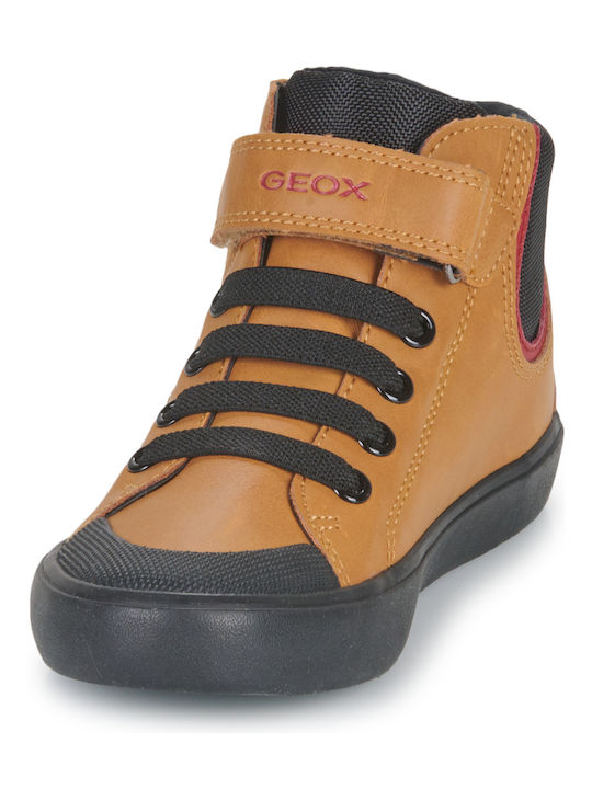 Gisli Anatomical Leather Kids Boots with Velcro Tabac Brown