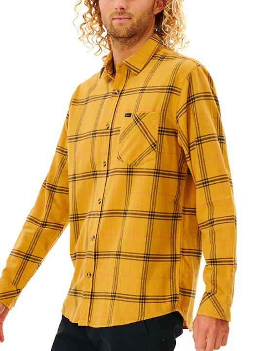 Rip Curl Men's Shirt Long Sleeve Flannel Checked Yellow