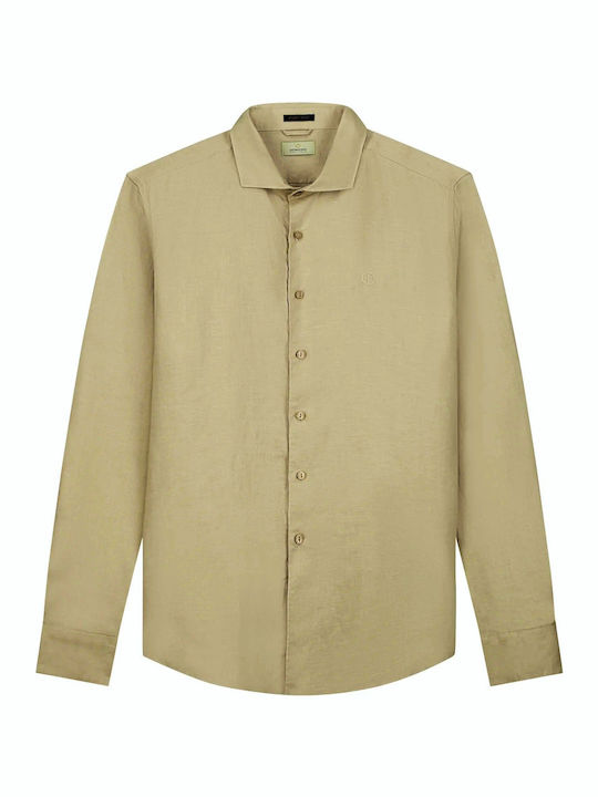 Dstrezzed Men's Shirt Long Sleeve Linen Beige