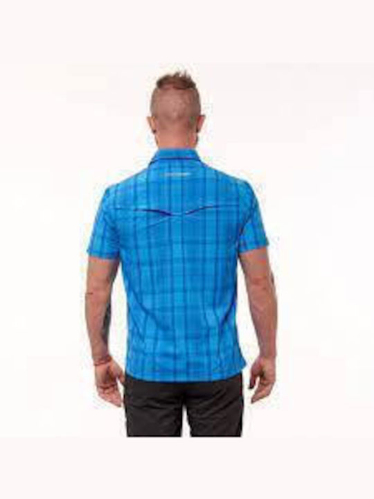 Northfinder Men's Shirt Short Sleeve Checked Blue