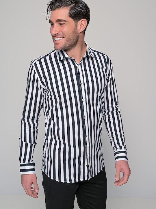 Ben Tailor Men's Shirt Long Sleeve Striped Black