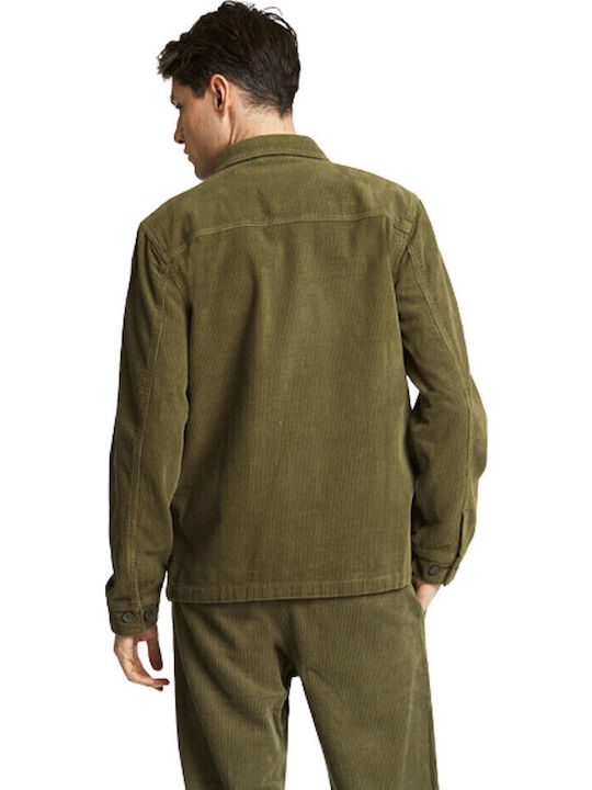 Overshirt Mânecă Lungă În Linie Lată Kaki