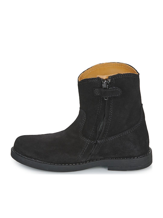 Cizme Copii din Suede cu Fermuar Negre