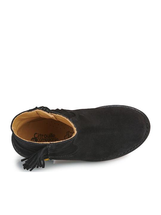 Cizme Copii din Suede cu Fermuar Negre