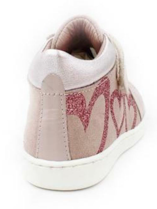 Anatomisch Lederne Kinderstiefeletten mit Klettverschluss Rosa