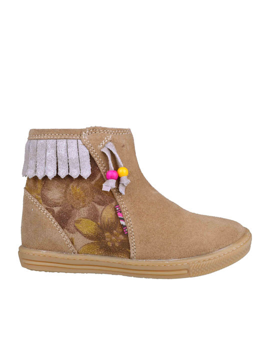 Alegria Kids Suede Boots with Zipper Tabac Brown