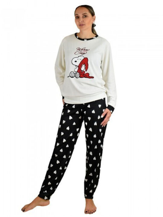 Peanuts Snoopy and Woodstock Winter Damen Pyjama-Set Weiß