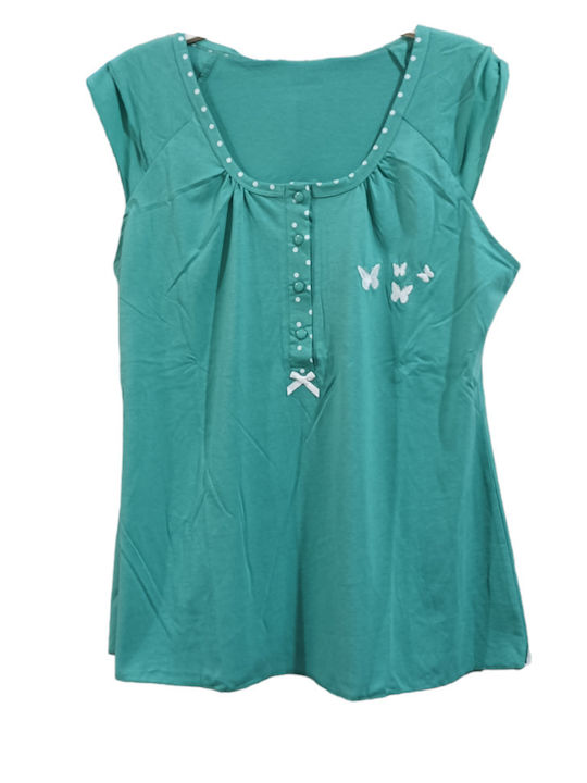 Lydia Creations Summer Women's Pyjama Set Cotton Green