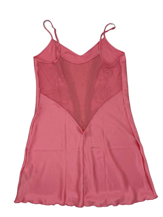 Leilieve Sommer Satin,σατεν Damen Nachthemd Rosa