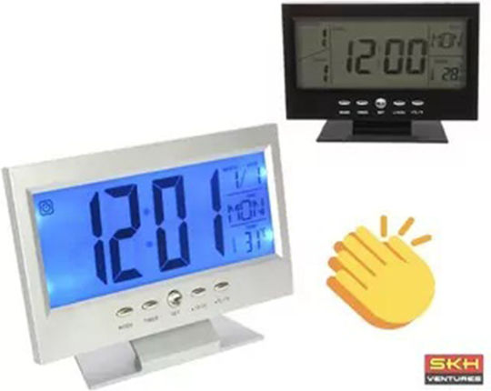 DS-8082 Schwarze Digital Tischuhr LCD mit Wecker