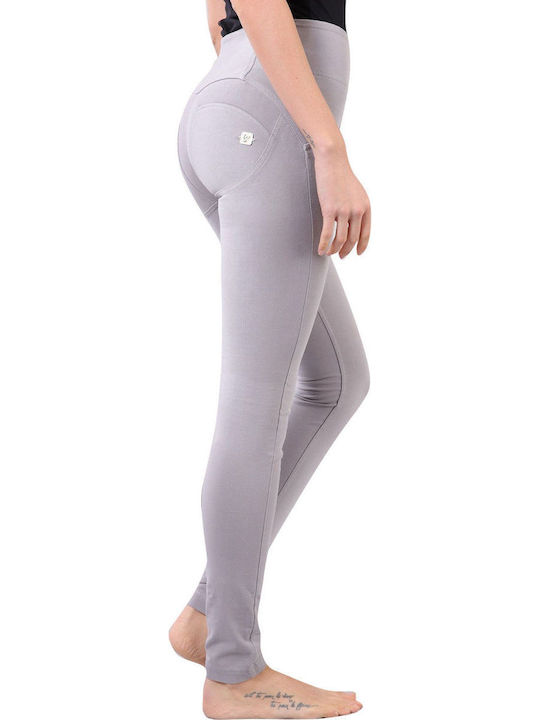 Wr.Up Damen Stoff Hose Push-up in Enger Passform Silber