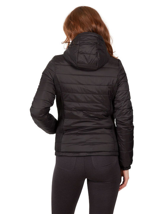 Trespass Women's Short Puffer Jacket for Winter with Hood Black