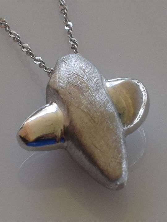 Bizoutaki Kreuz aus Rosé Silber mit Kette
