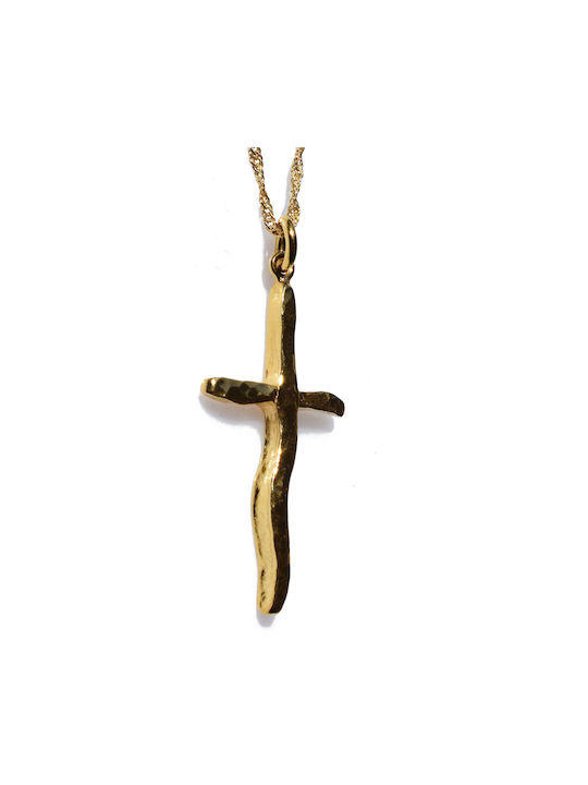 Bizoutaki Cross from Gold Plated Silver with Chain