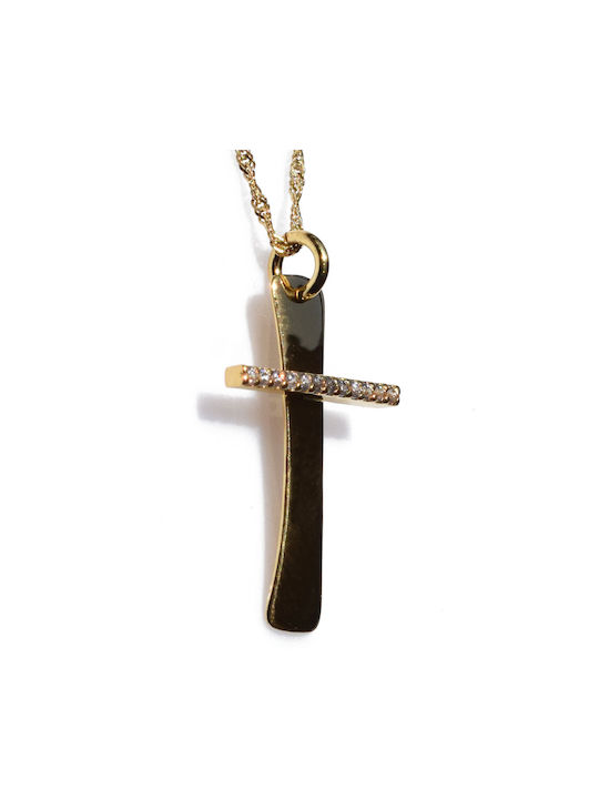 Bizoutaki Cross from Gold Plated Silver with Chain