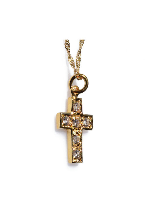 Bizoutaki Cross from Gold Plated Silver with Chain