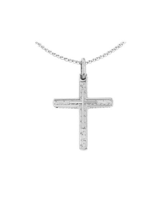 Eforo Men's White Gold Cross 14K Double Sided