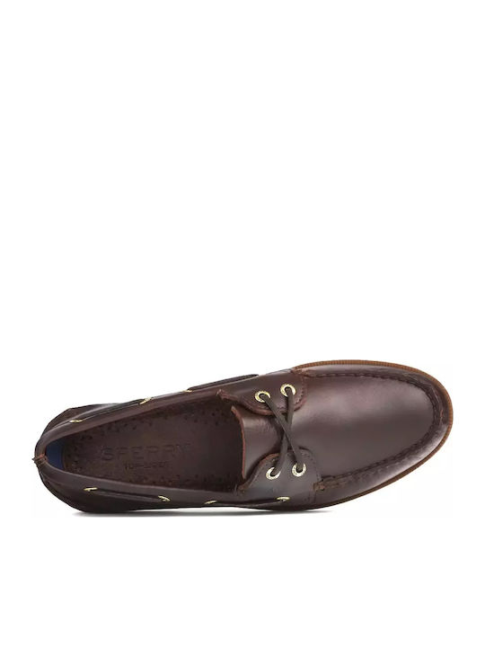 Authentic Original Δερμάτινα Ανδρικά Boat Shoes σε Καφέ Χρώμα