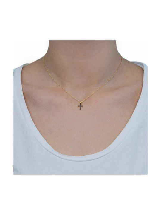 Amor Amor Kreuz aus Vergoldetem Silber mit Kette