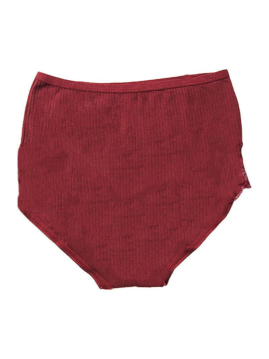 High-waisted Women's Slip with Lace Burgundy