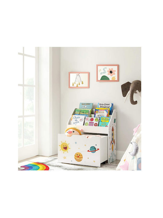 Kids Wooden Bookcase White 62.5x29.5x70cm